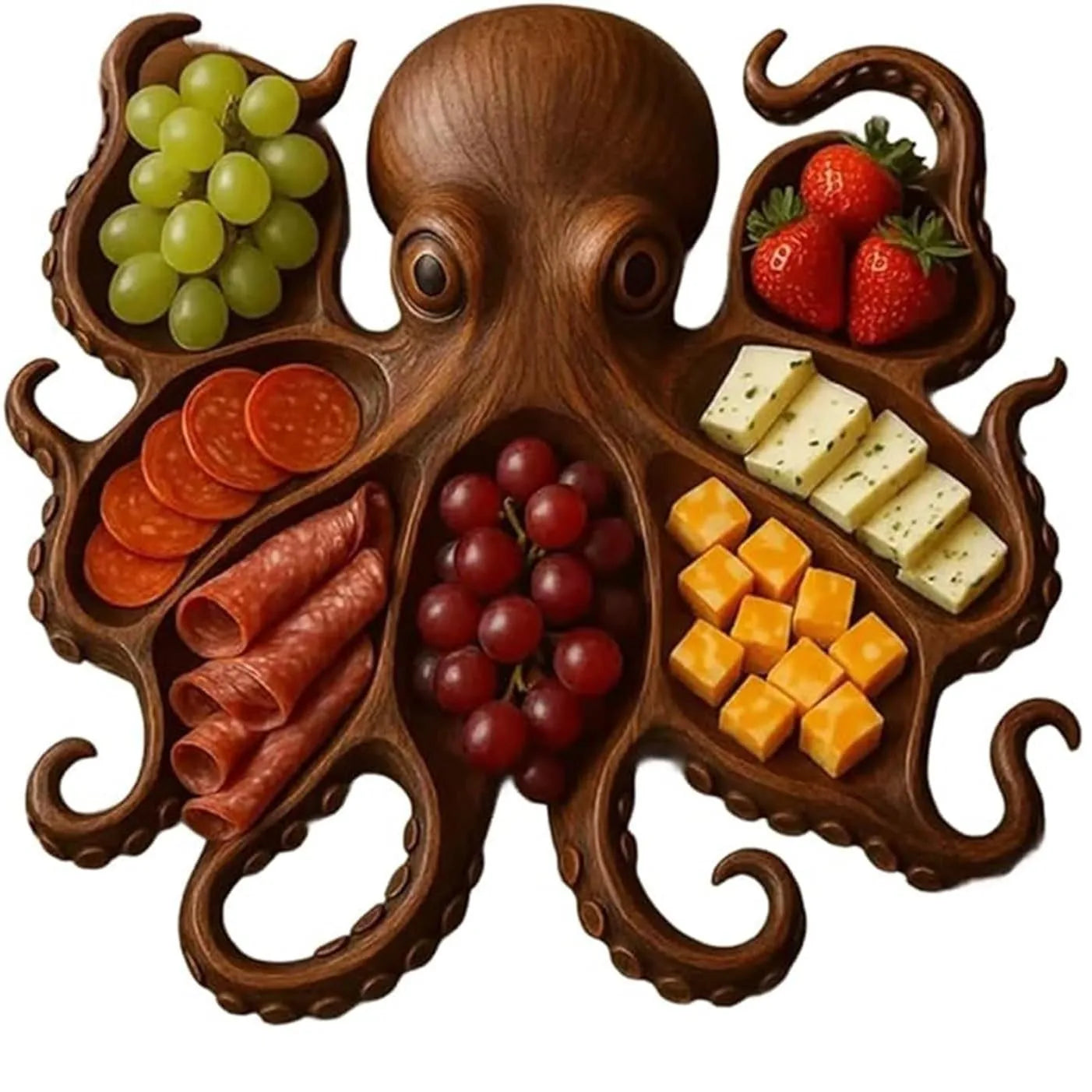 26*23*3cm natural wood Octopus Charcuterie Platter tray for food fruit salad baking dishes pans plates bowls home accessories - AMULET RING STORE