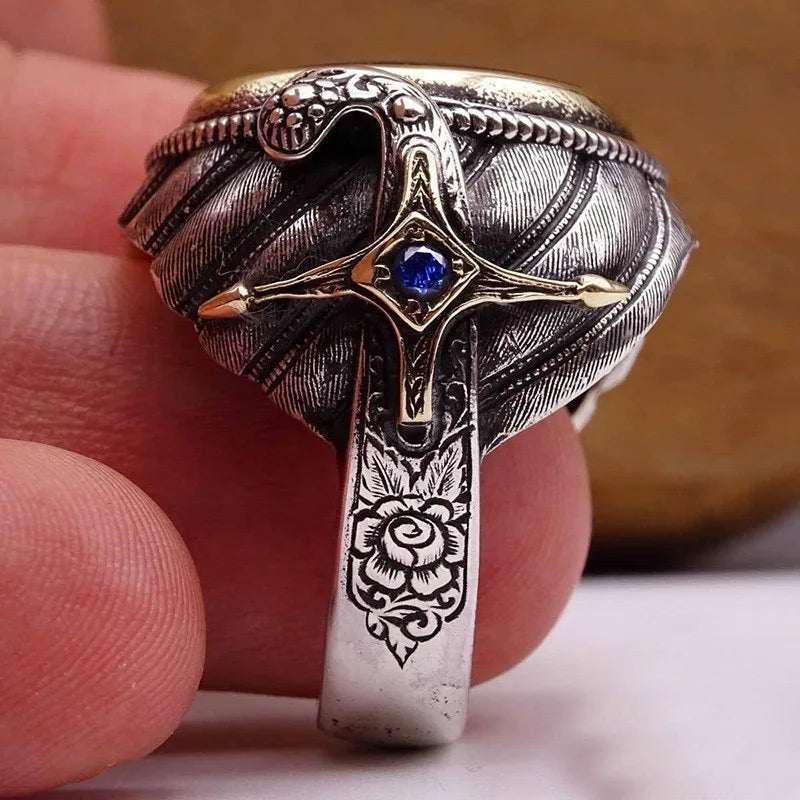 Vintage Arab Style Rings for Men Stainless Ethnic Arabic Calligraphy Ring - AMULET RING STORE