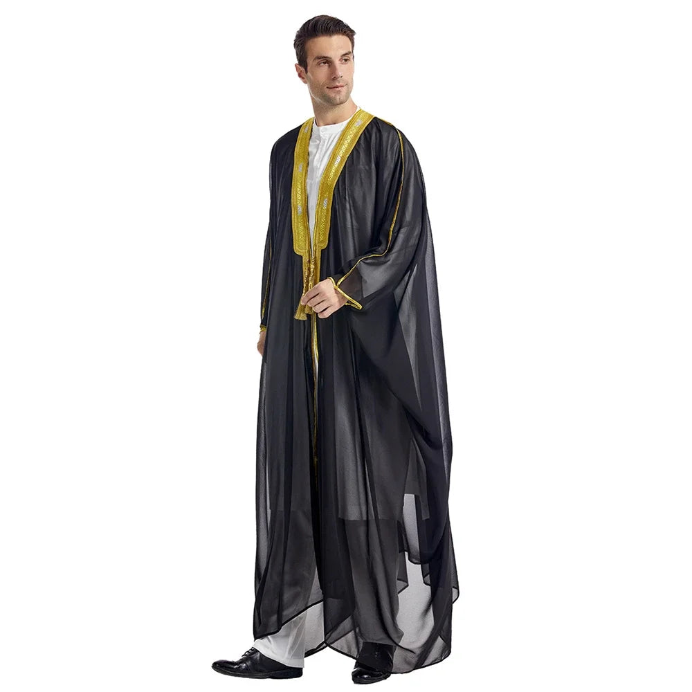 Islam Clothing Men Robe Kaftan Muslim Man Moroccan Casual Long Jubba Thobe Arabic Robe Middle East National Costume Eid Ramadan