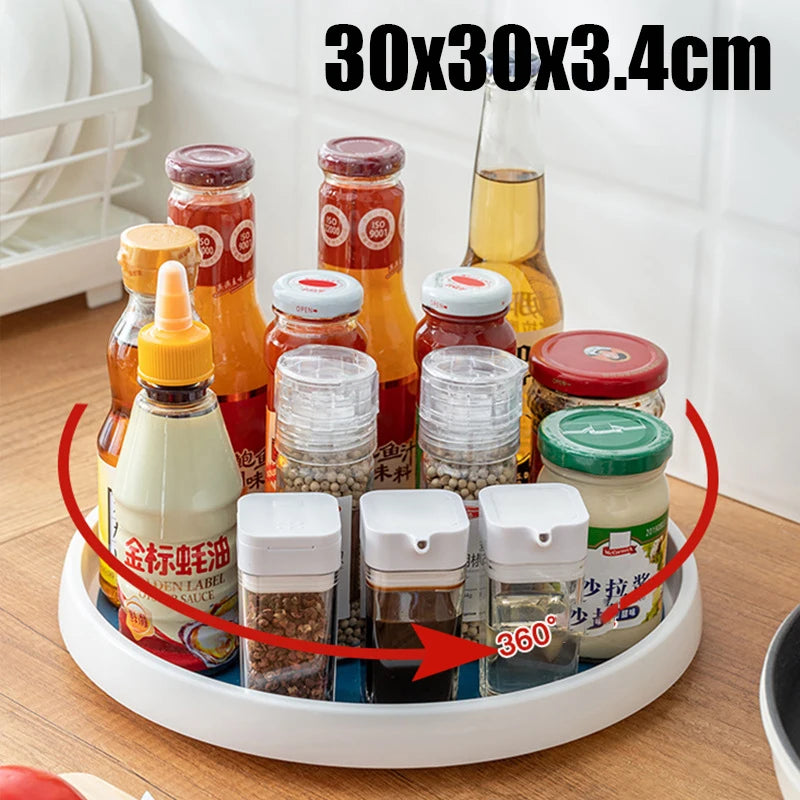 1/4Pcs 360 Rotatable Anti Sliding Kitchen Condiment Rotatable Storage Rack Tableware Cabinet Round Multi Functional Storage Rack - AMULET RING STORE