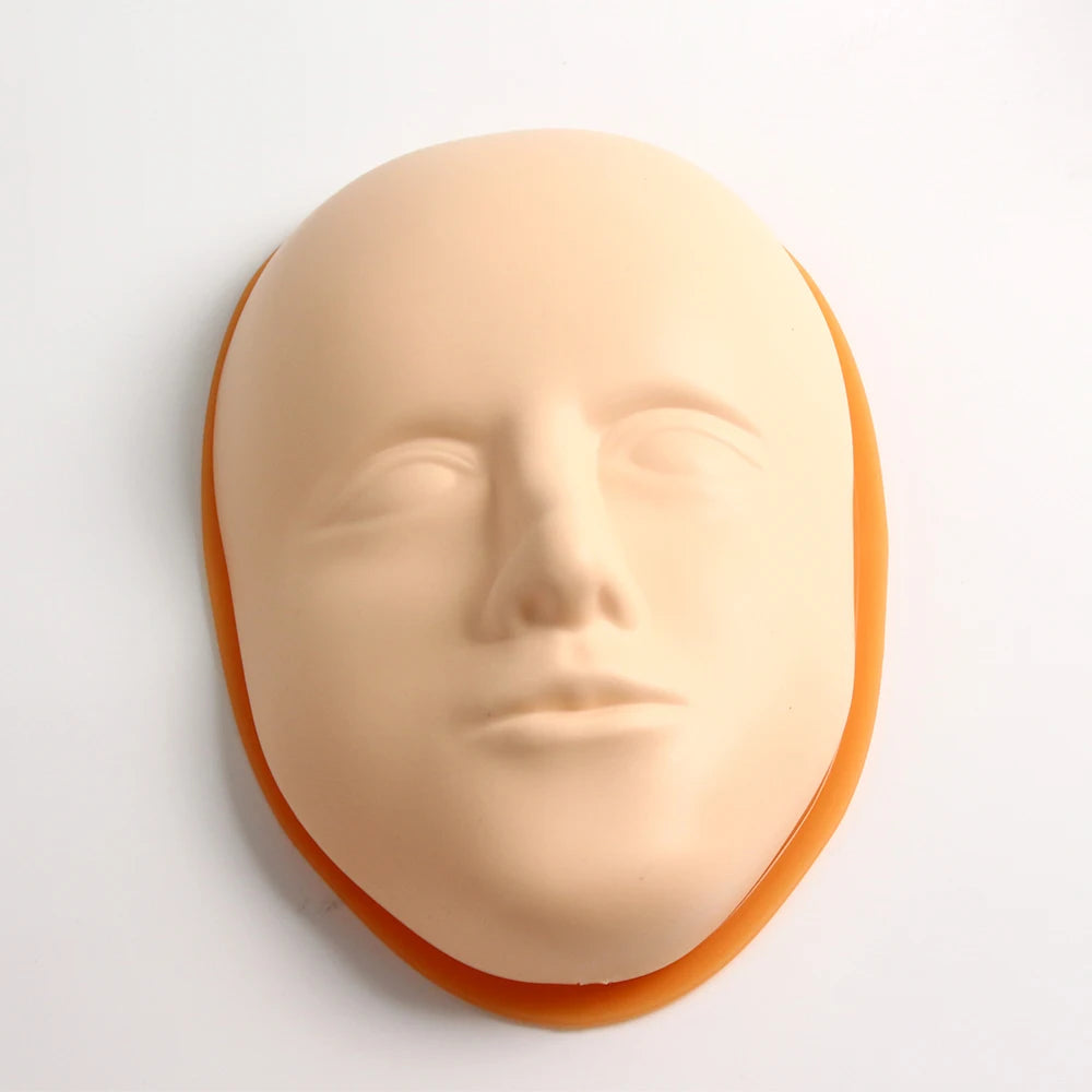 2pcs/Set 5D Facial Tattoo Training Head Silicone Practice Permanent Makeup Lip Eyebrow Tattoo Skin Mannequin Doll Face Head