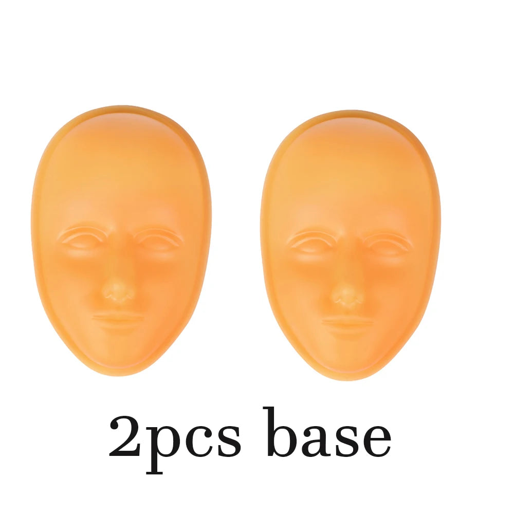 2pcs/Set 5D Facial Tattoo Training Head Silicone Practice Permanent Makeup Lip Eyebrow Tattoo Skin Mannequin Doll Face Head
