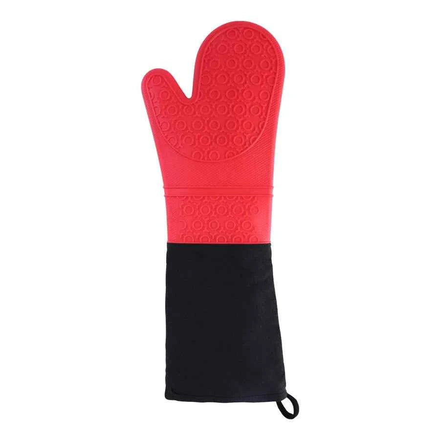 Lengthen Cotton Silicone Gloves Candy Color Heat Resistant Gloves Microwave Oven Mitts Non-Slip Pot Holders for Kitchen Baking