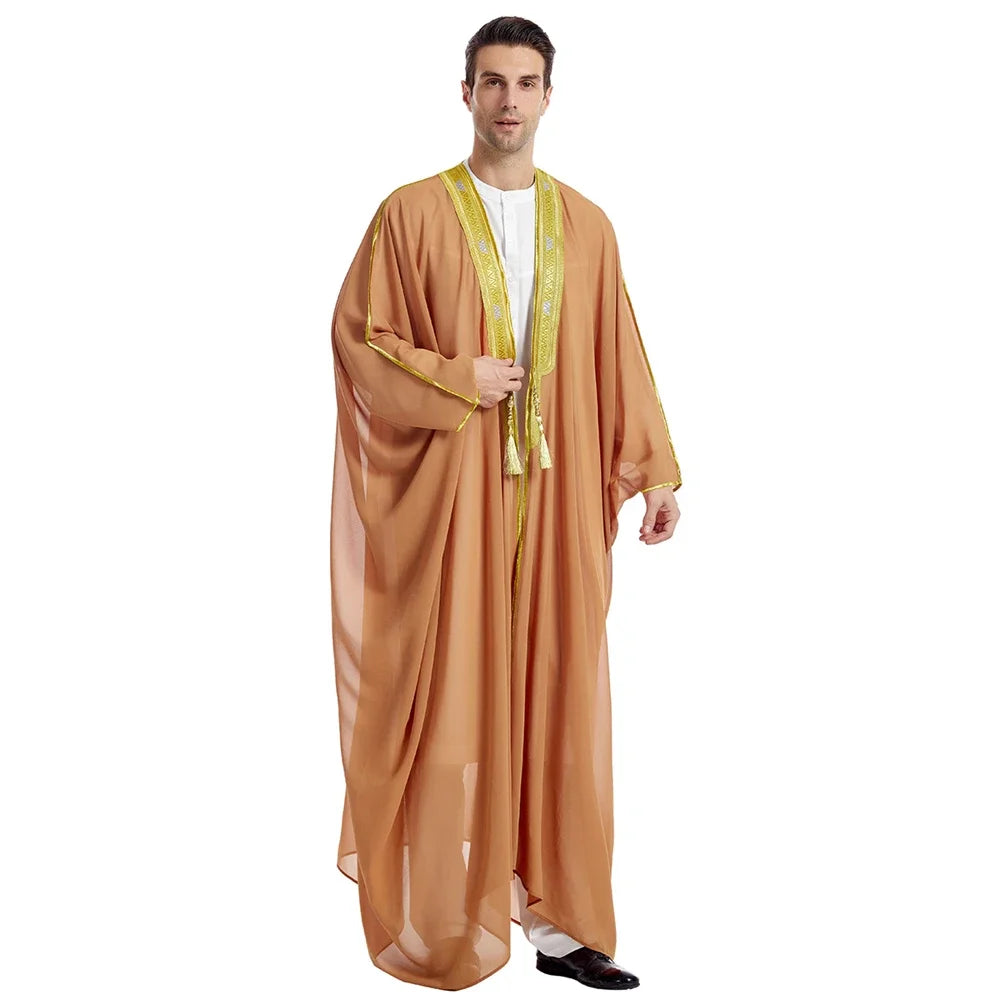 Islam Clothing Men Robe Kaftan Muslim Man Moroccan Casual Long Jubba Thobe Arabic Robe Middle East National Costume Eid Ramadan