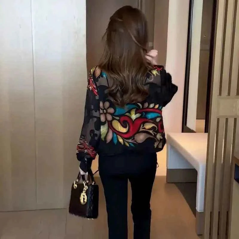 Print Blouse Jacket Women Long Sleeve Shirt Lightweight Design Stylish Tops Sun Protection Clothing Tops Mujer New