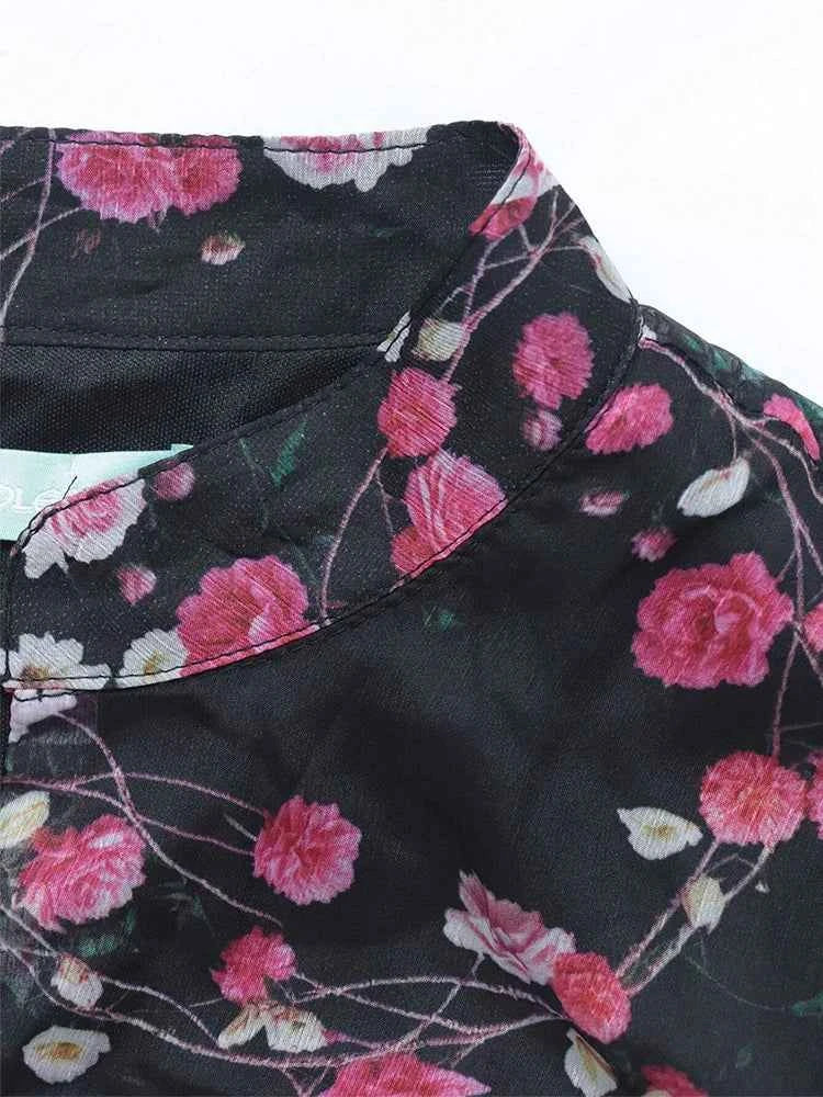 TOLEEN Spring Summer Plus Size Women's Elegant Floral Print Mesh Flare Sleeve Dress 2024 New in Casual V-Neck Party Long Dresses