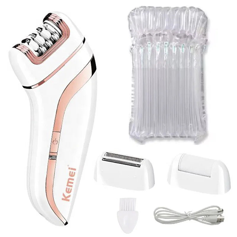 Original Kemei 3in1 Epilator Electric Epilator Facial Body Ladies Legs Bikini Legs Arms Underarm Epilator Rechargeable.