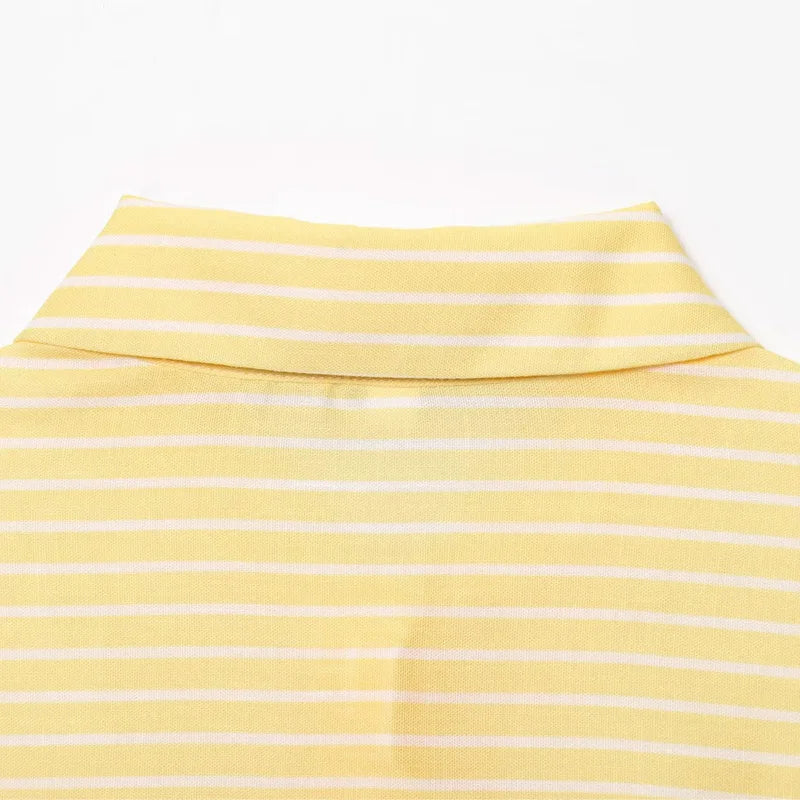 HXAO Women's Striped Shirt Long Sleeve Yellow Shirt Spring Summer Long Button Up Shirts And Blouses Casual Loose Fit Shirt