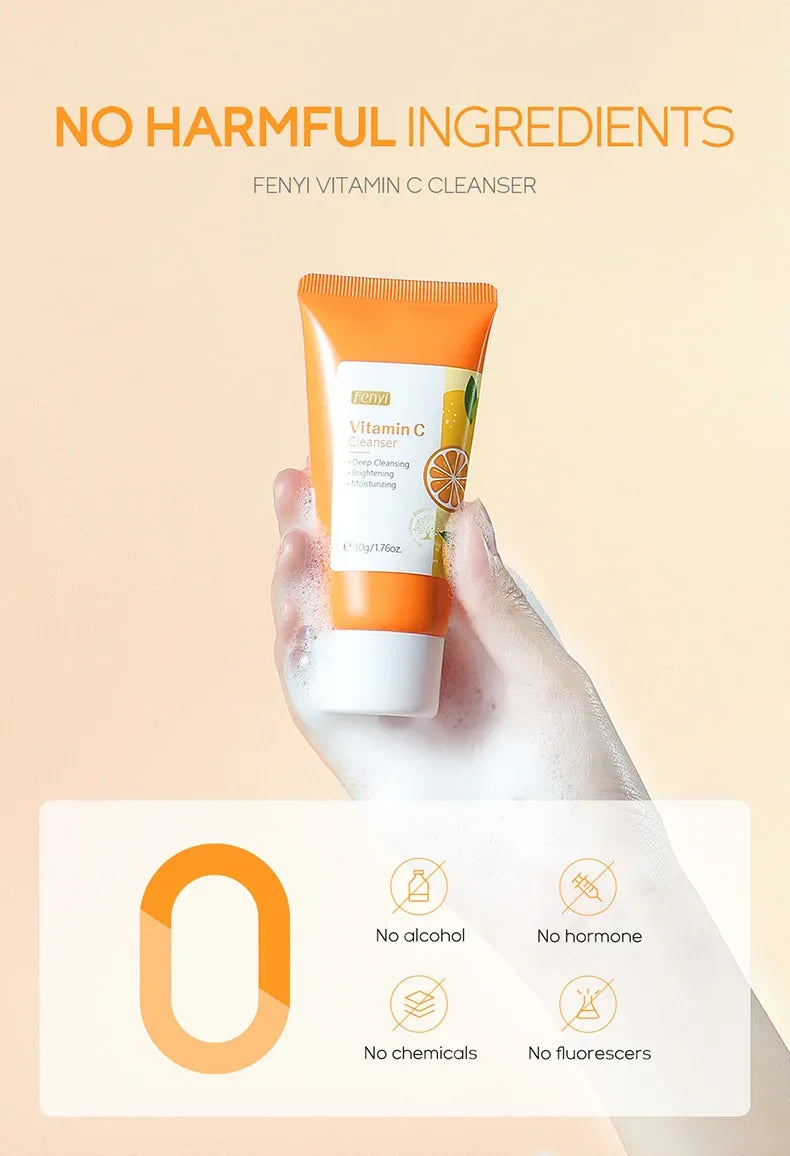 Vitamin C Facial Cleanser Skin Cleansing Moisturizing Blackhead Remove Skincare Face Wash Foam Face Cleanser 50g