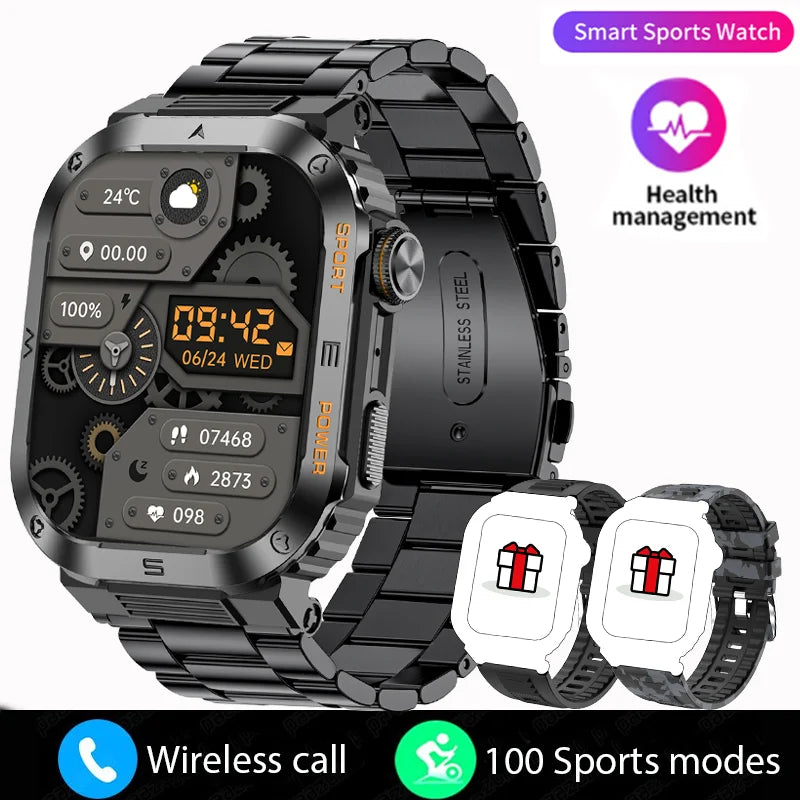 Rugged And Durable Military Smart Watch Ip68 Waterproof 2.01 '' HD Display Bluetooth Voice Smart Watch For Android IOS XIAOMI