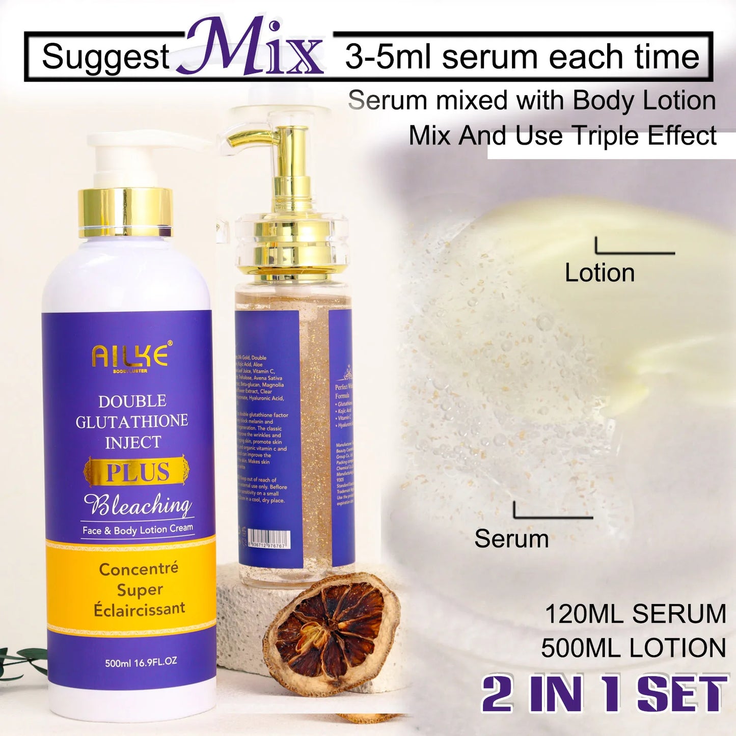 AILKE Natural Glow Serum, Brightening Face & Body Serum, Lighten Facial Serum, Clean Skin, Support Private Customized LOGO