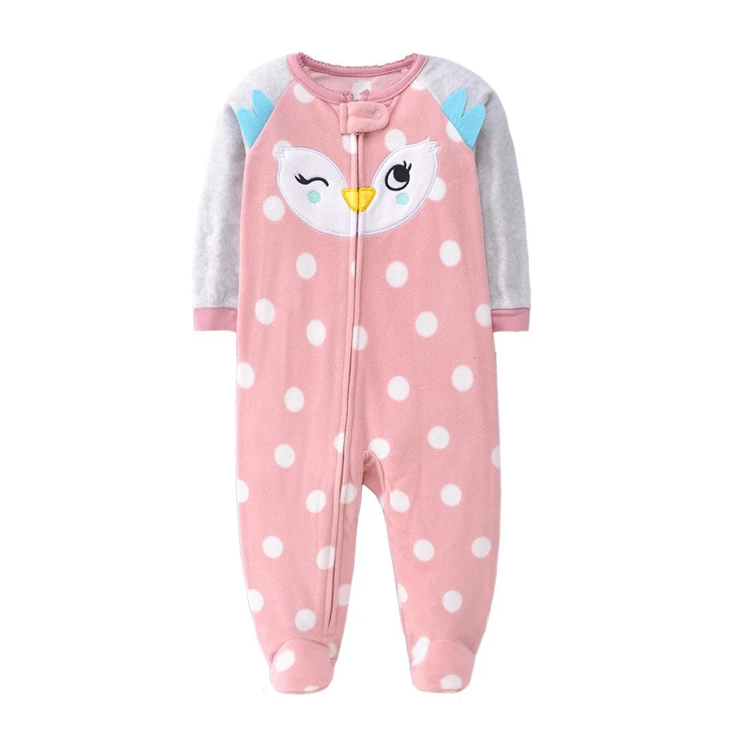 Newborn Infant Baby Girl Rompers 2024 Winter Autumn Warm Micro Fleece Animal Sleepsuit Animal Overall Babe Jumpsuits 0-12 Months - AMULET RING STORE