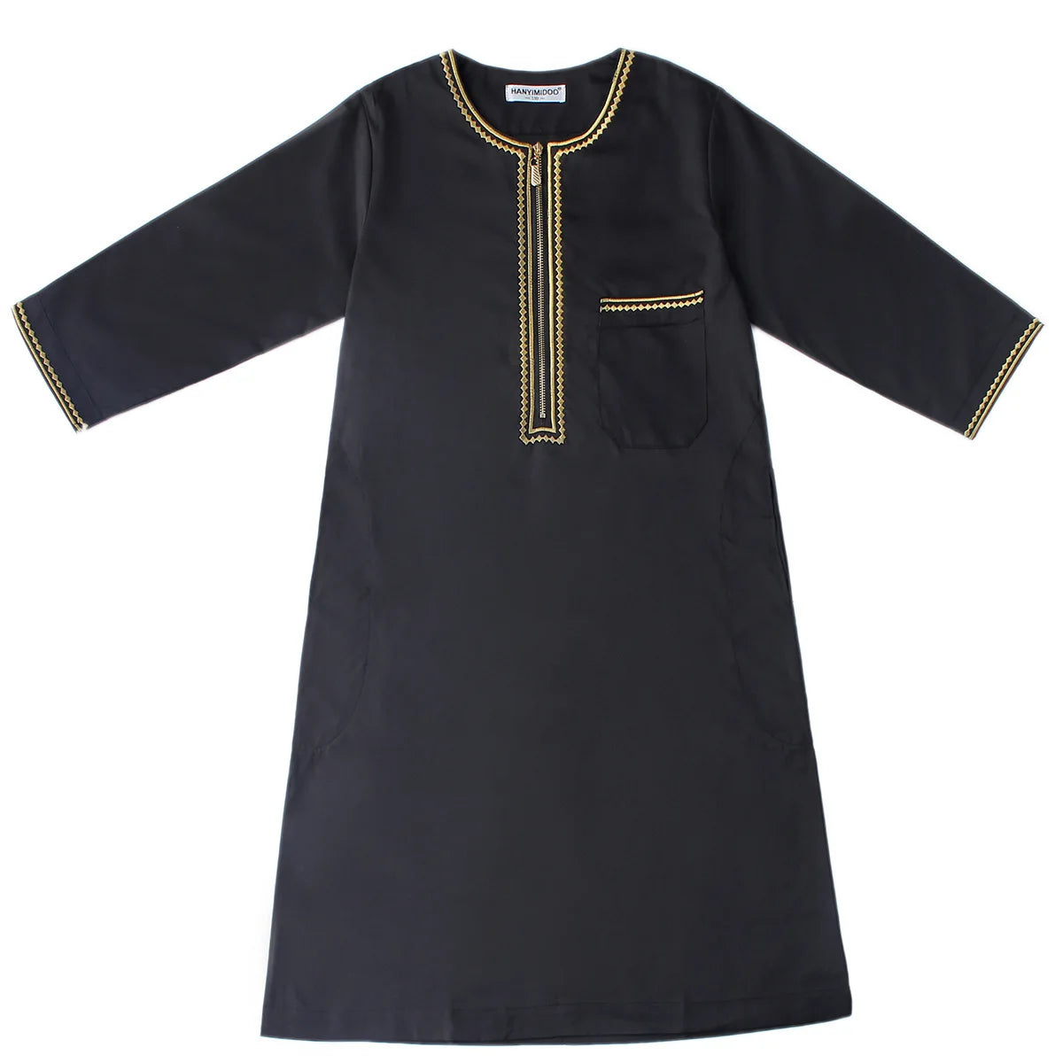 Small Size Muslim Man Clothing Islamic Muslim Arabic Men's Robe Long Sleeve Embroidered Stand Collar Arabian Thobe