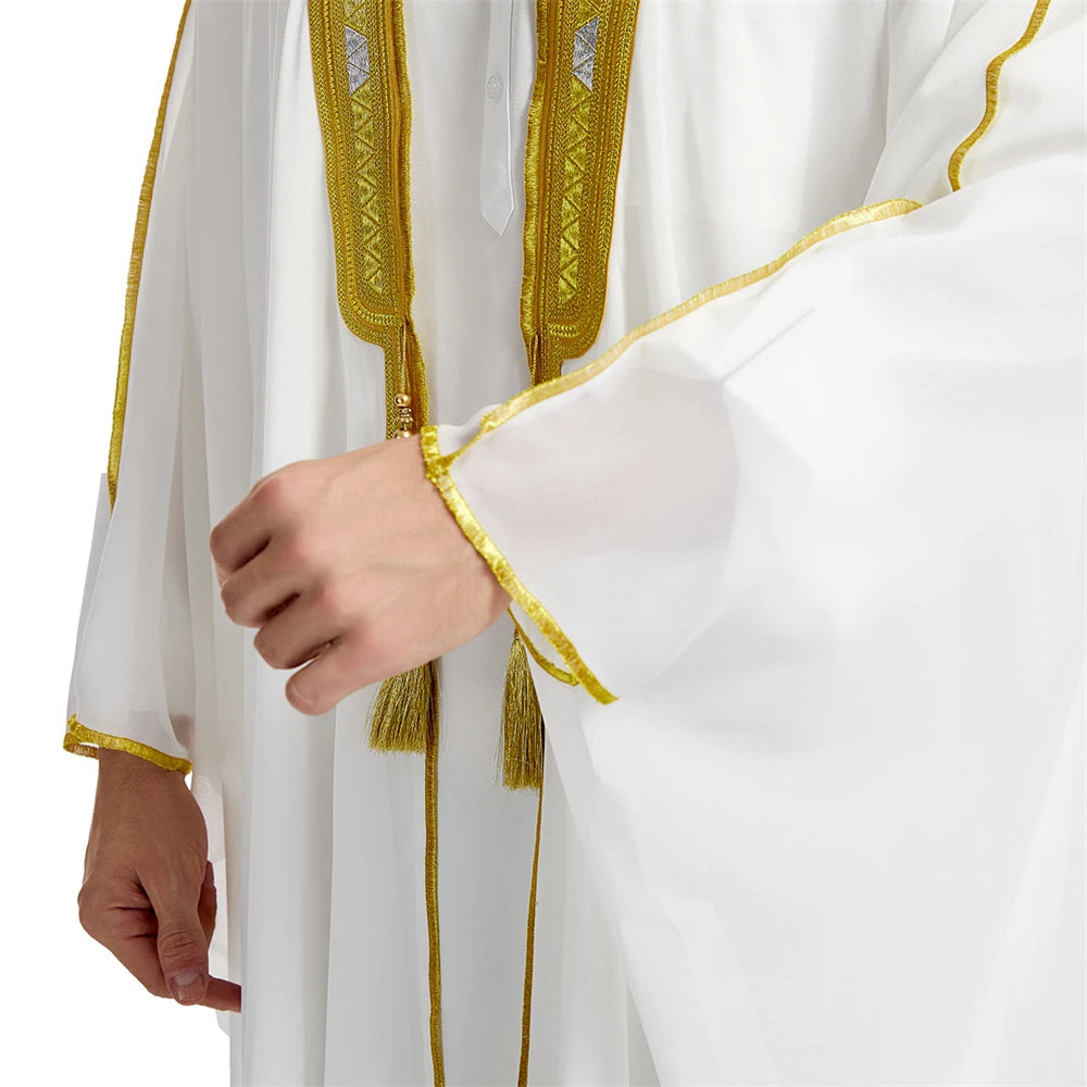 Islam Clothing Men Robe Kaftan Muslim Man Moroccan Casual Long Jubba Thobe Arabic Robe Middle East National Costume Eid Ramadan
