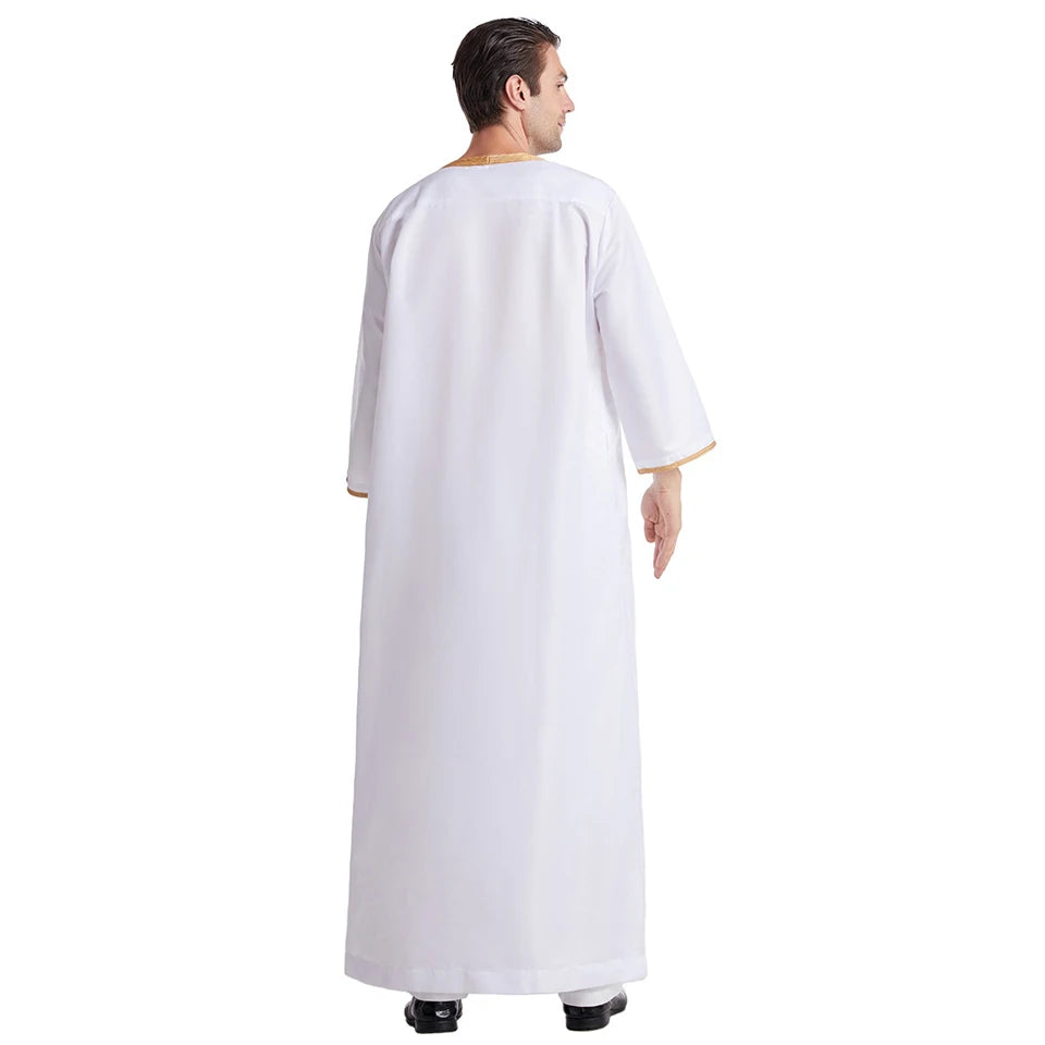 Jubba Thobe For Man Islamic Muslim Clothing Fashion Moroccan Saudi Arabic Dubai Oman Adult Long Sleeve Plus Size Casual Kaftan