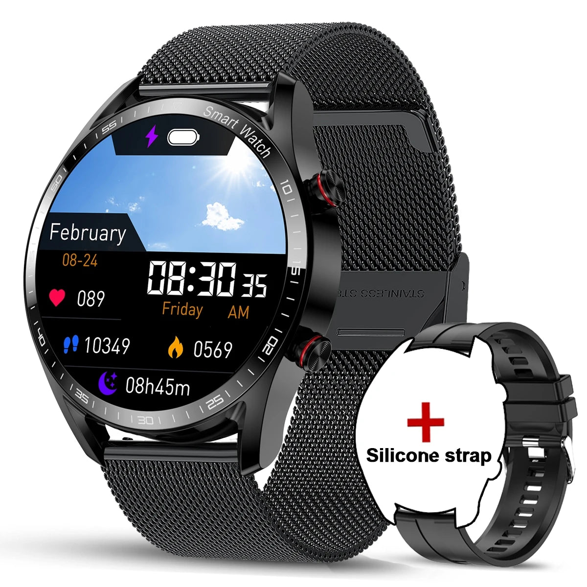 New Business Smart Watch Men 1.53 inch Full Screen Touch Multi Sport Mode ECG+PGG Sport Waterproof Bluetooth Call Smartwatches