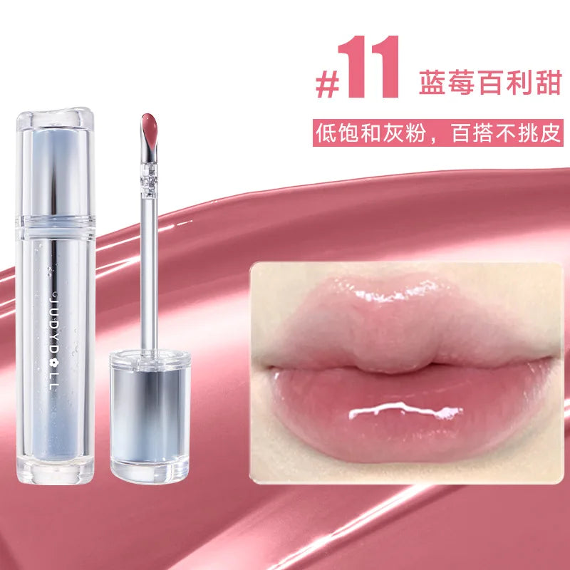 Judydoll Ice Iron Lip Glaze Lipsticks Non-Stick Cups Mirror Shine Watery Lip Lotion Metal Brush Head Makeup Cosmetics - AMULET RING STORE