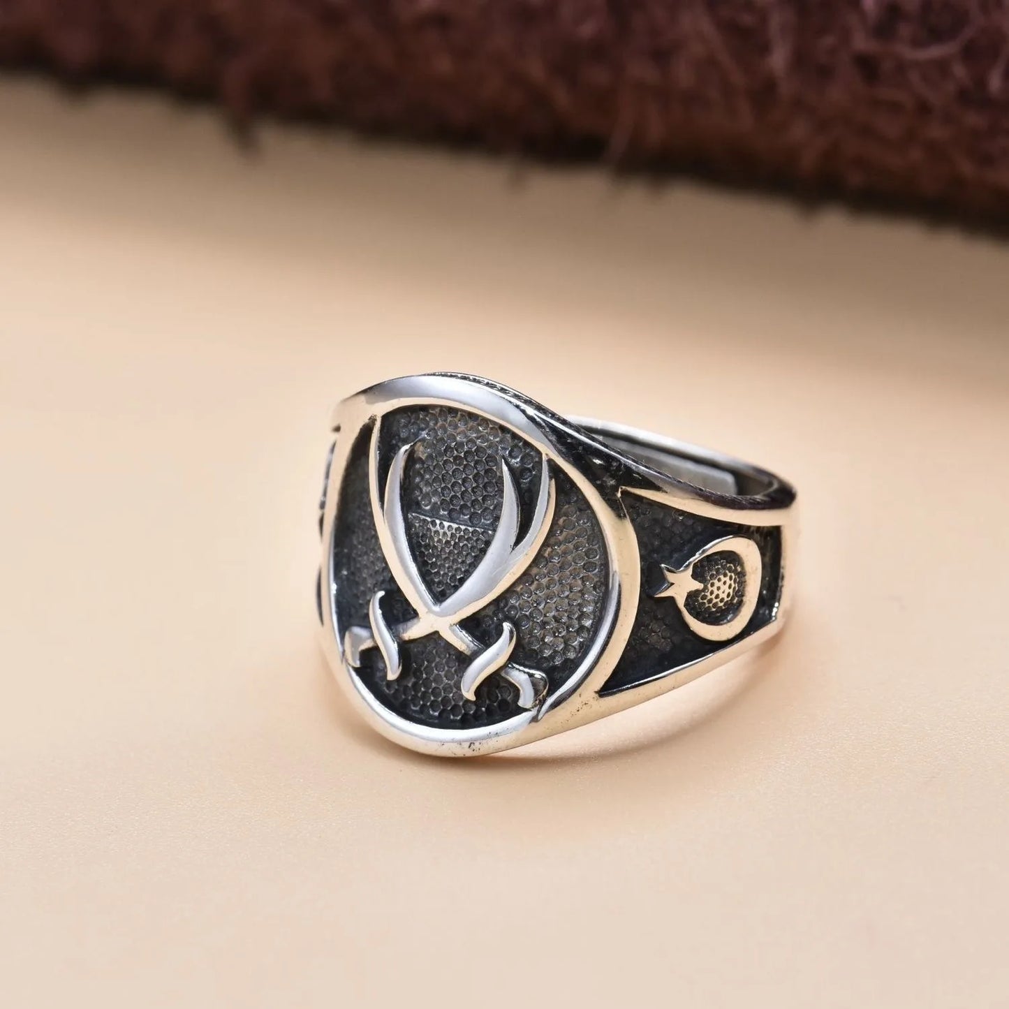 Vintage Arab Style Rings for Men Stainless Ethnic Arabic Calligraphy Ring - AMULET RING STORE