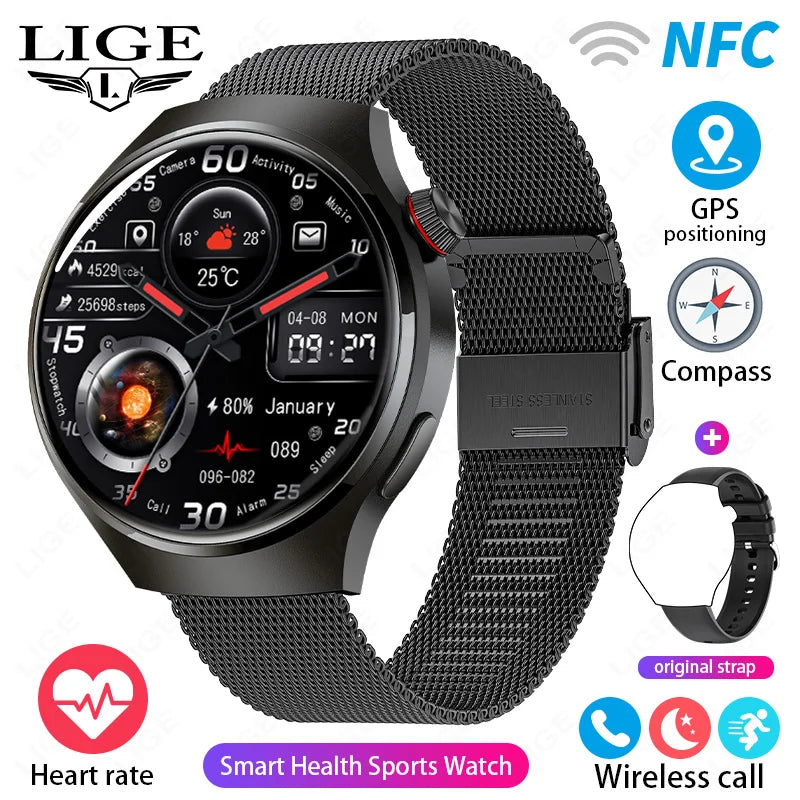 LIGE New Smart Watch Men 1.52 inch Full touch Screen Bluetooth Call Heart Rate Waterproof Men SmartWatch For GPS Sport Tracker - AMULET RING STORE