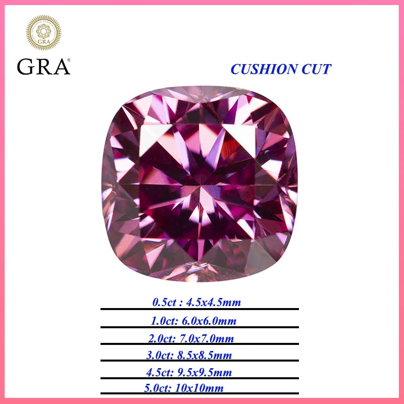 Pink Moissanite Stones with GRA Certificate Round/Pear/Oval/Emerald/Heart/Cushion/Princess/Asscher/Radiant Cut