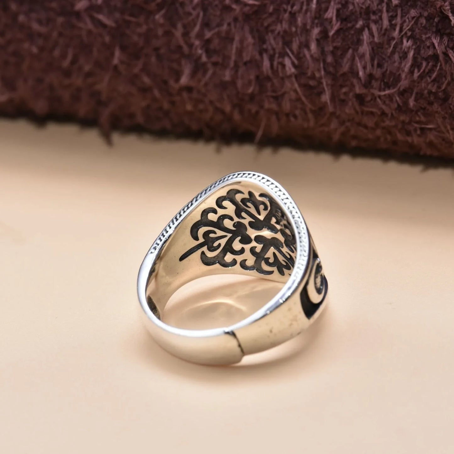 Vintage Arab Style Rings for Men Stainless Ethnic Arabic Calligraphy Ring - AMULET RING STORE