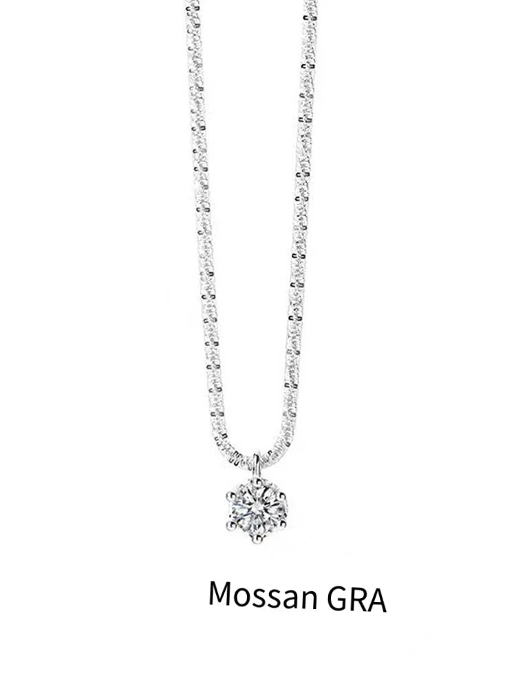TEN CARATS 0.5-2CT S925 sterling silver Moissanite Women's Necklace Super Sparkly D Color VVS1 Pendant chain plated Jewelry - AMULET RING STORE