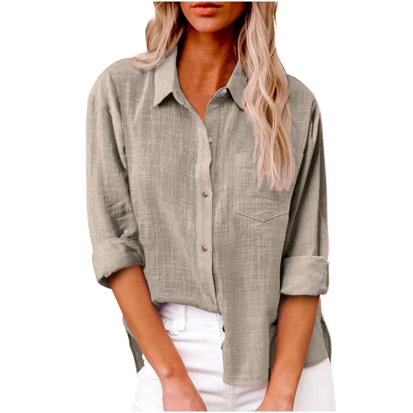 Cotton Linen Long Sleeve Shirts for Women T Shirt Solid Fashion T-Shirt Woman Clothes Tshirt Elegant Casual Tops Tees Streetwear