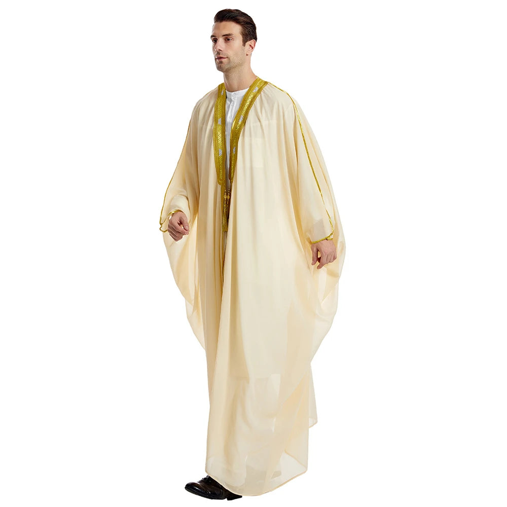 Islam Clothing Men Robe Kaftan Muslim Man Moroccan Casual Long Jubba Thobe Arabic Robe Middle East National Costume Eid Ramadan