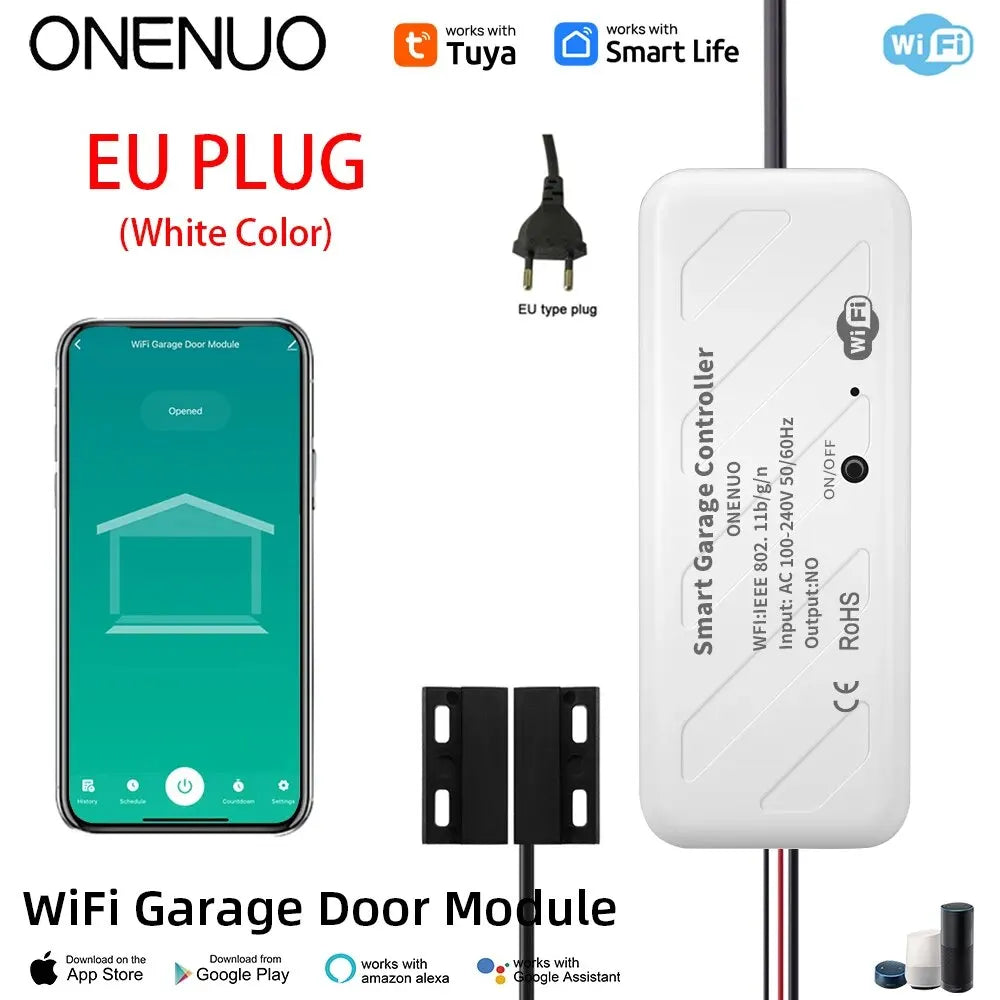 Tuya WiFi Switch Garage Door Controller Smart Door Opener Work with Alexa Google Home Smart Life Tuya APP Control No Hub Require - AMULET RING STORE