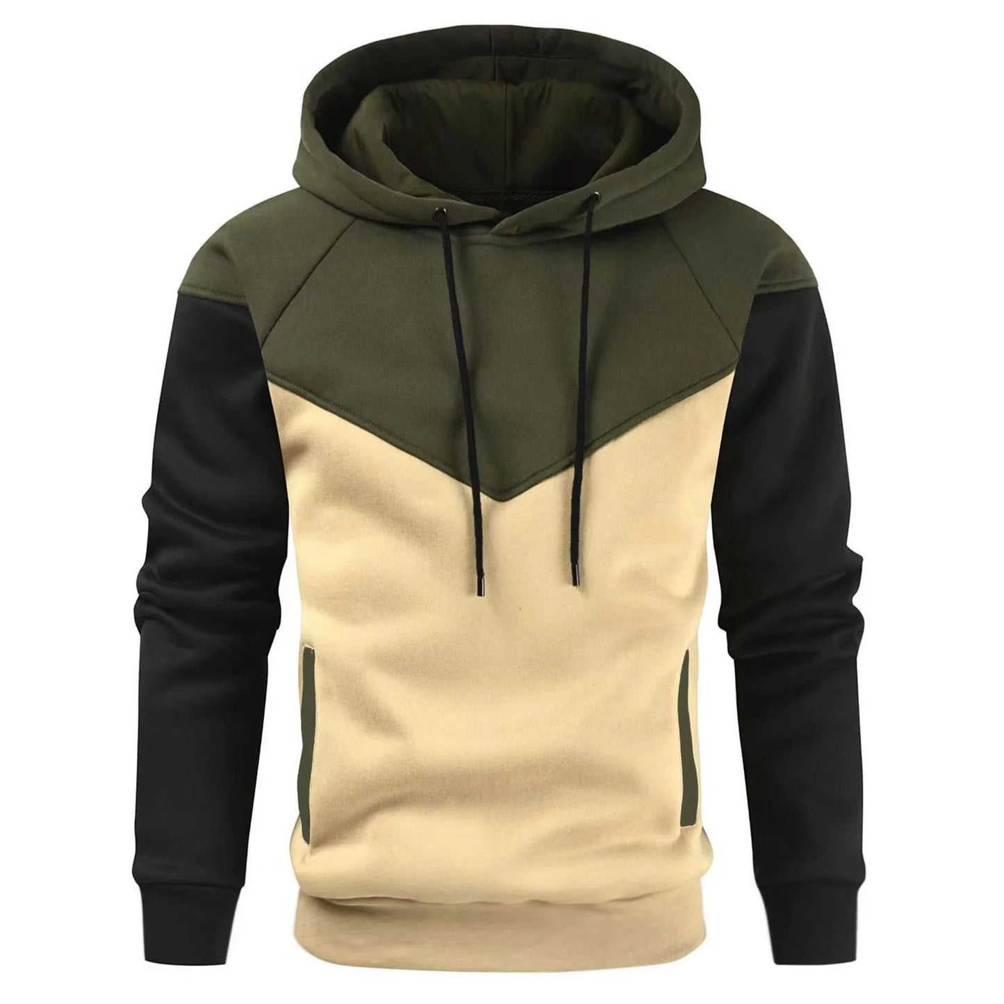Tops 2023 Korean Style New Men Vertical Bar Color Matching Sweatshirts Casual Streetwear Loose Drawstring Hoodies S-5XL