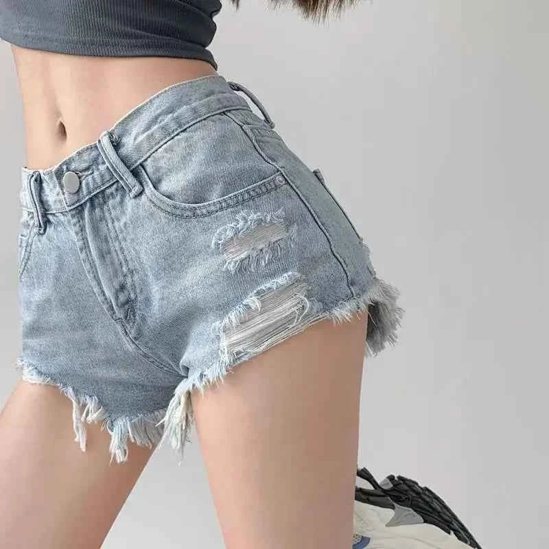 Summer Female Short Jeans Pants High Waist Wide Women's Denim Shorts Korean Style Fashion Clothing 2024 Flowy Luxury Stretchy XL