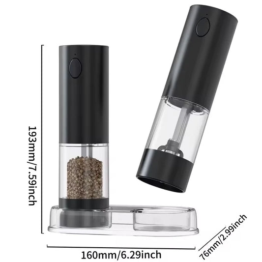 1/2PCS Electric Salt And Pepper Grinder with LED Light Gravity Sensing Adjustable Spice Mills Cordless Automatic Kitchen Gadget - AMULET RING STORE