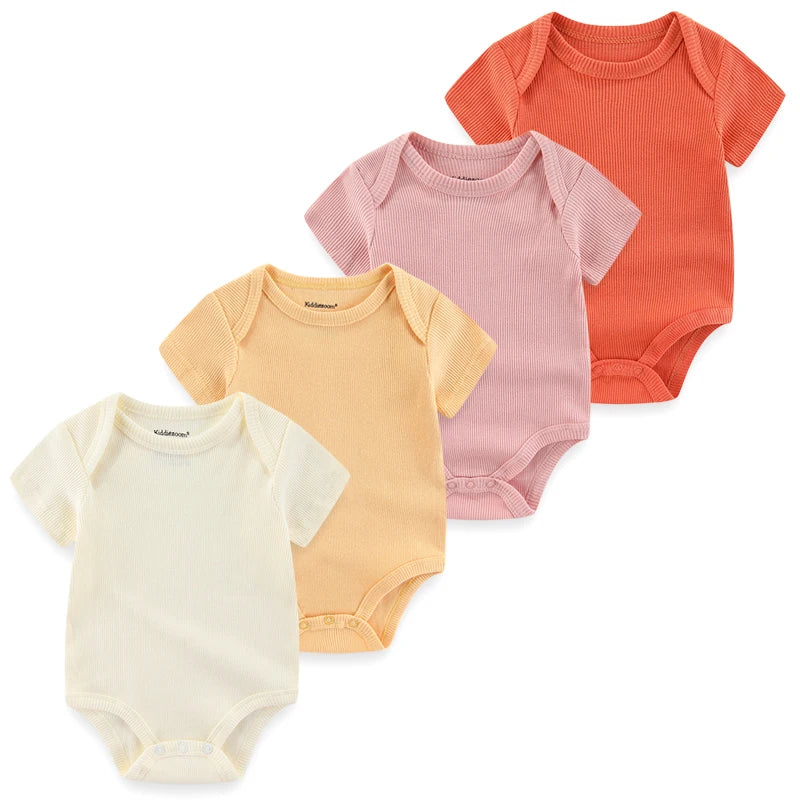 4Pieces Cotton Newborn Bodysuit Print Baby Girl Clothes 0-12M Cartoon Baby Boy Clothes Summer Short Sleeve Romper Bebes - AMULET RING STORE