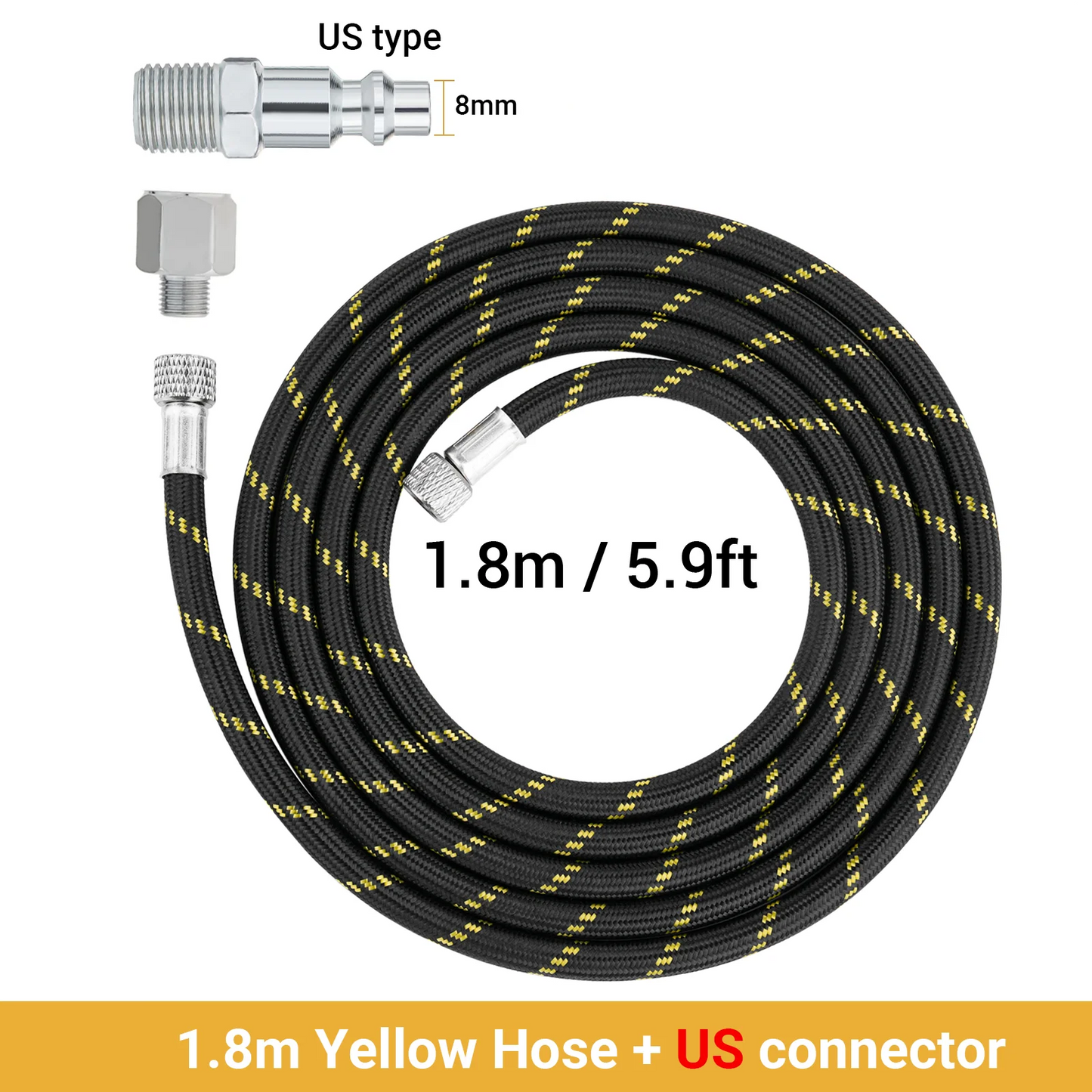 Professional Nylon Braided Airbrush Hose 1/8"*1.8m(5.9ft) Fitting 1/8in EU US Adapter for Air Pump Compresso Accessories - AMULET RING STORE