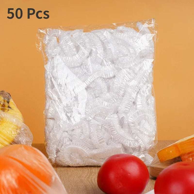 100/200/300/500pcs Saran Wrap Disposable Food Cover Food Grade Fruit Vegetable Storage Bag Elastic Kitchen Fresh Keeping Bag