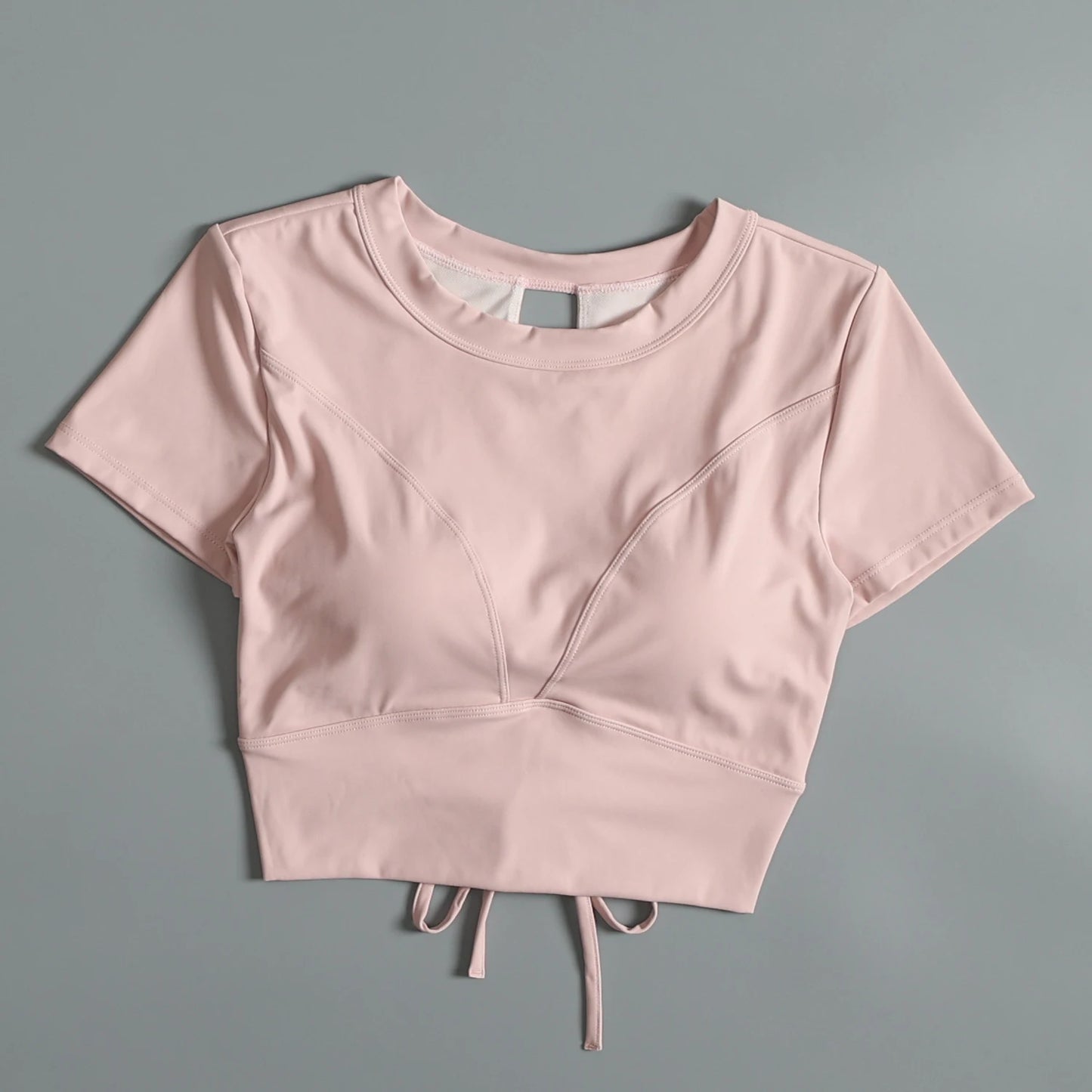 Yoga suit with chest pad sports beauty back fashionable quick-drying short-sleeved T-shirt running Pilates training fitness - AMULET RING STORE