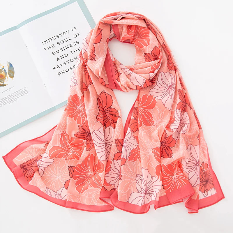 NEW Print Chiffon Hijab Scarf Shawl Fashion Islamic Muslim Scarves Wraps Women Echarpe Breathable Foulard Hijabs - AMULET RING STORE
