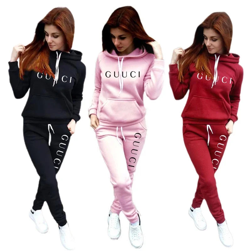 2025 Hot Sale Women Fashion Tracksuit Hoodies and Sweatpants High Quality Ladies Daily Casual Sports Jogging Suit Hooded Outfits - AMULET RING STORE