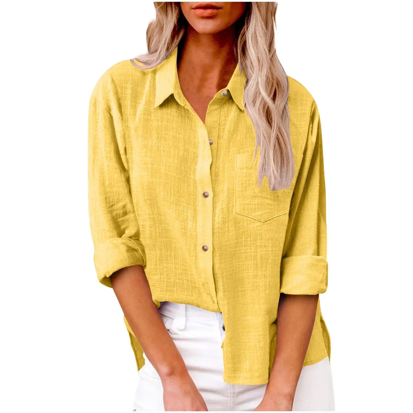 Cotton Linen Long Sleeve Shirts for Women T Shirt Solid Fashion T-Shirt Woman Clothes Tshirt Elegant Casual Tops Tees Streetwear