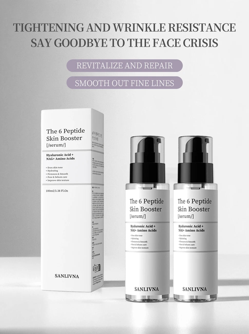 6 Peptide Essence Facial Refreshing Skin Care Set Contains Collagen to Improve Fine Lines, Brighten Skin, Moisturize and Nourish - AMULET RING STORE