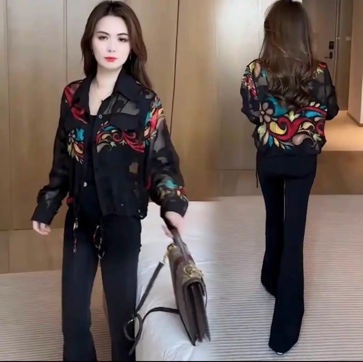 Print Blouse Jacket Women Long Sleeve Shirt Lightweight Design Stylish Tops Sun Protection Clothing Tops Mujer New