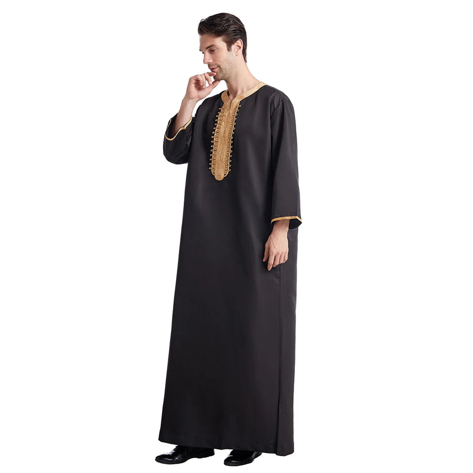 Jubba Thobe For Man Islamic Muslim Clothing Fashion Moroccan Saudi Arabic Dubai Oman Adult Long Sleeve Plus Size Casual Kaftan