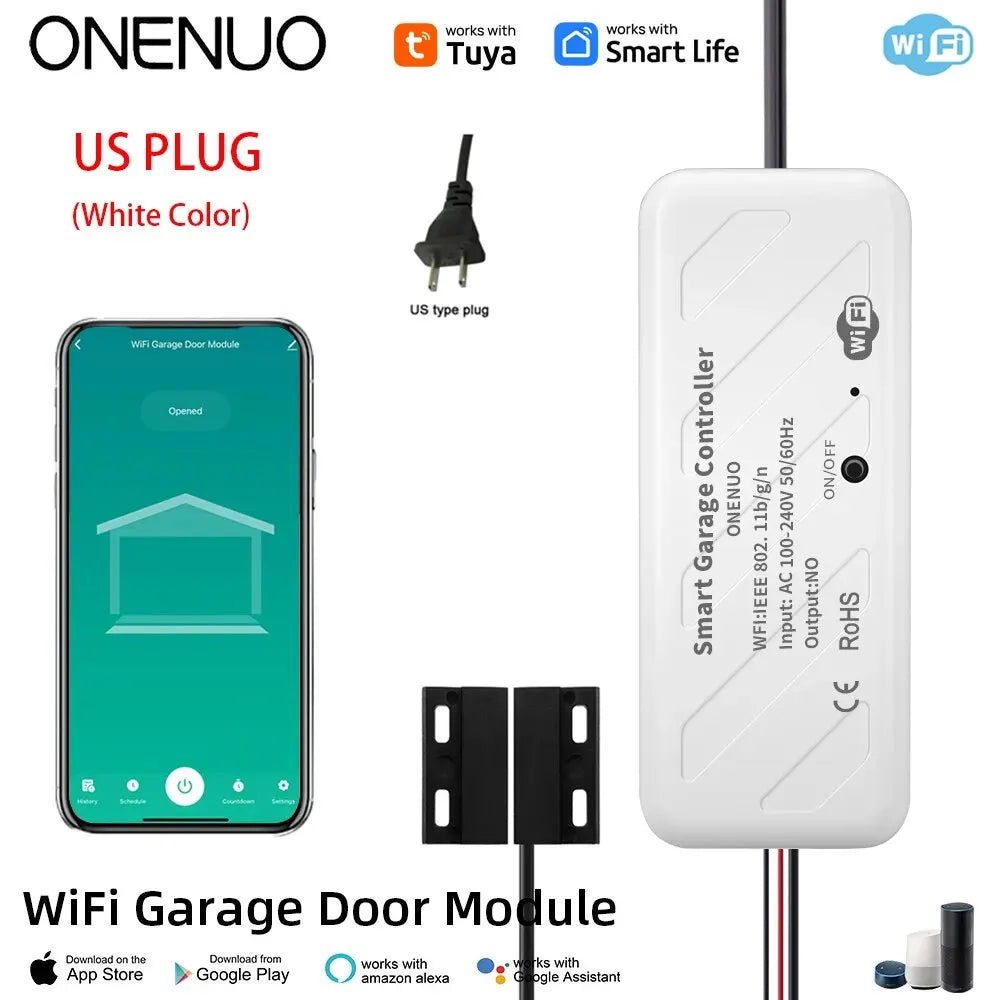 Tuya WiFi Switch Garage Door Controller Smart Door Opener Work with Alexa Google Home Smart Life Tuya APP Control No Hub Require - AMULET RING STORE