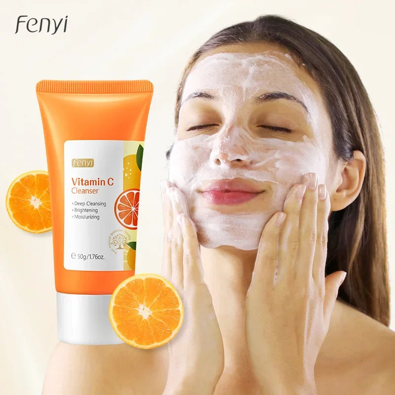 Vitamin C Facial Cleanser Skin Cleansing Moisturizing Blackhead Remove Skincare Face Wash Foam Face Cleanser 50g