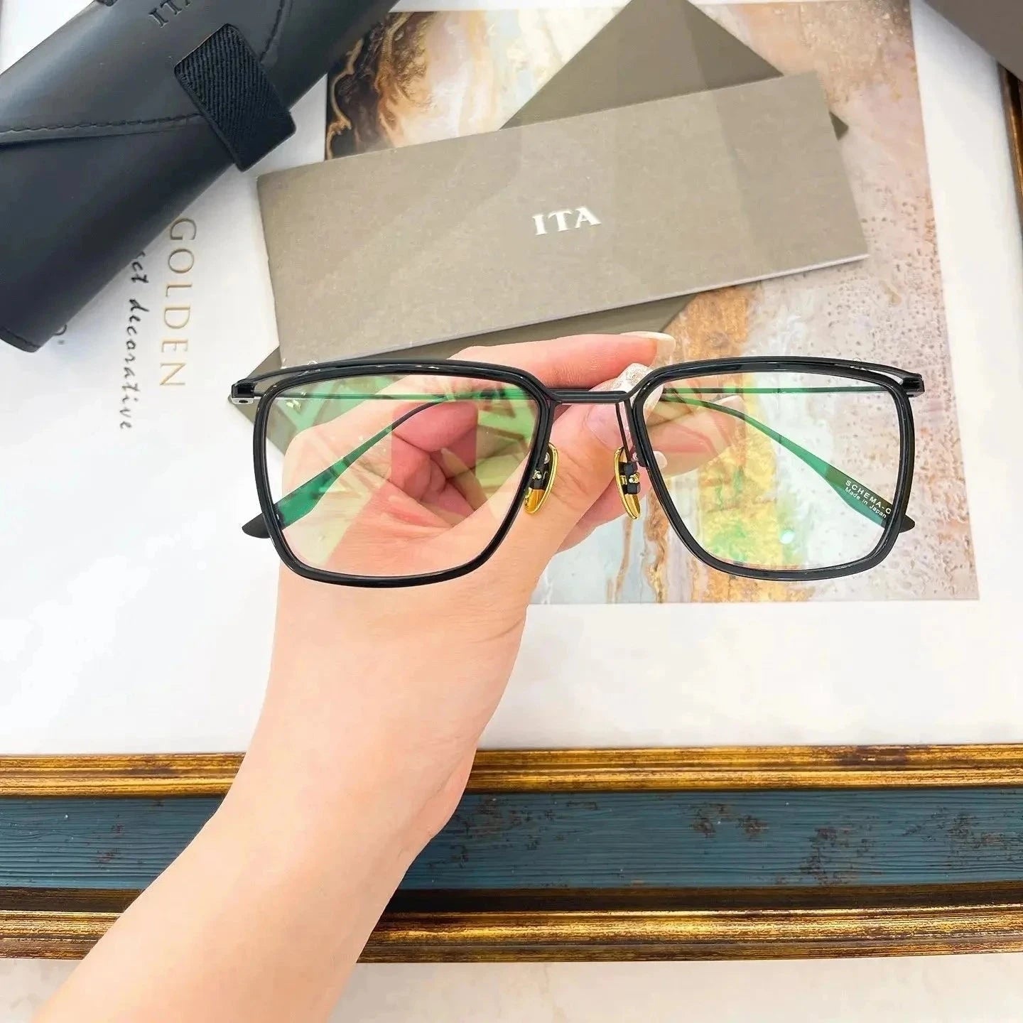 Original Ditaeds SCHEMA-ONE DTX106 Trendy Classic Casual Men Sunglasses Luxury Top Quality Gold Alloy Frame Women Couple Eyewear