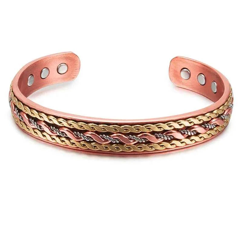 Women Tibetan Pure Copper Magnetic Healing Bracelet India Pattern Men's Spiritual Yoga Jewelry Adjustable Rope Inlay Style