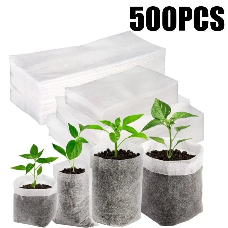 100PCS Breathable Plant Nursery Bags Biodegradable Grow Pots Fabric Seedling Containers Home Gardening Essentials - AMULET RING STORE