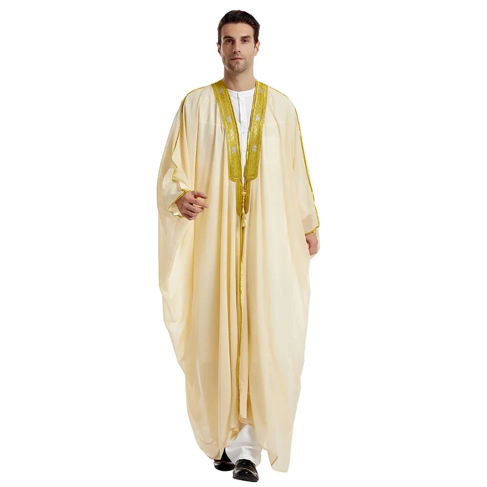 Islam Clothing Men Robe Kaftan Muslim Man Moroccan Casual Long Jubba Thobe Arabic Robe Middle East National Costume Eid Ramadan