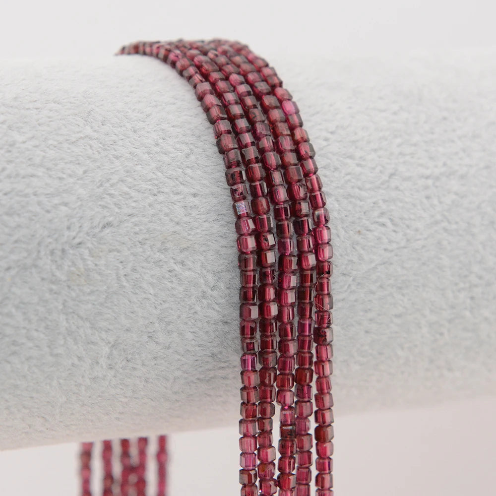 Natural Pyrope Garnet Faceted Round / Cube Beads 2mm,3mm,4mmfor Jewelry Making Bracelet Necklace Beads DIY Accessories Wholesale - AMULET RING STORE