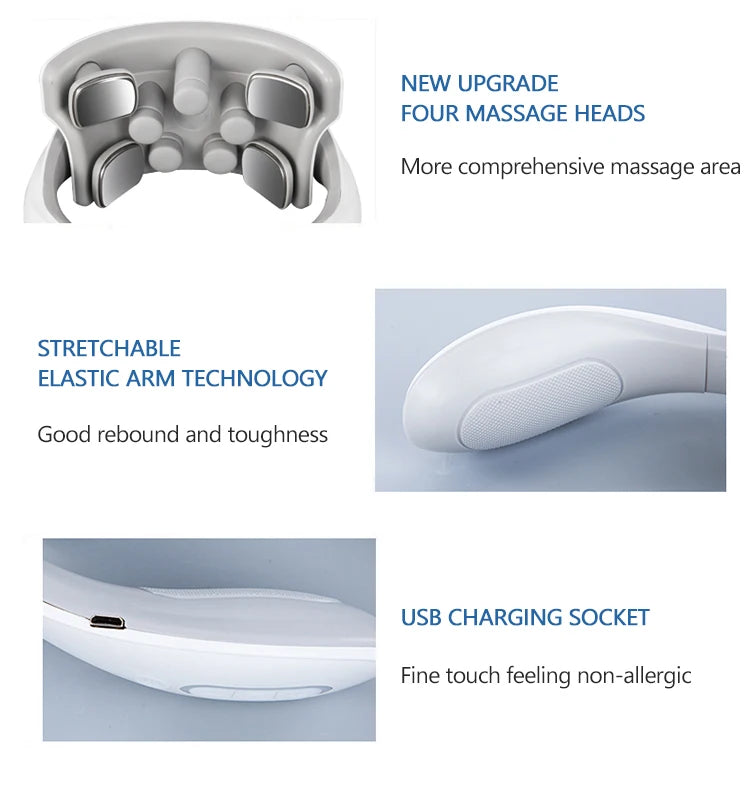 Vibration Neck Masssger Rechargeable Low Frequency Pulse Cervical Massager Smart Electric Neck Massager Hot Compress Massage